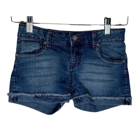 Lee Shorts Girls 12 Kids Blue Jean Denim Stretch Cut Off Dark Wash Summer Casual - Picture 1 of 12